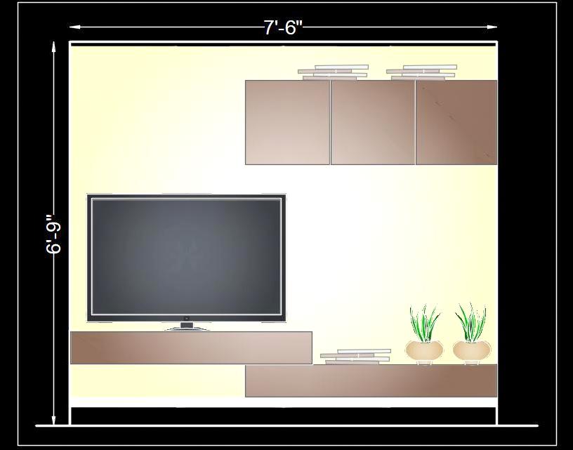 Designer TV Unit Elevation Free Cad Block